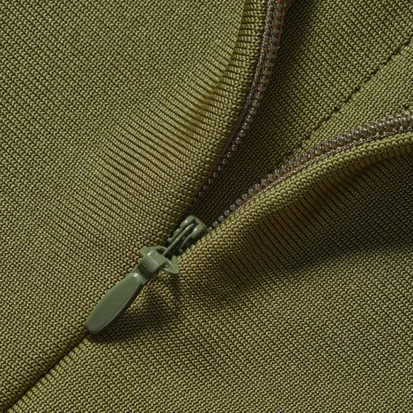 🌿 STUNNING Olive Green Fringe Halter Gown - Flowy Sleeveless Maxi Dress! - Picture 9 of 11